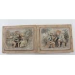 Two early 20th century Continental pottery wall plaques depicting tavern scenes, each 17 x 23cm (2).