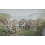 CHARLES GREGORY Jnr (1849-1920); watercolour, 'Staithes', 45 x 68cm, framed and glazed.