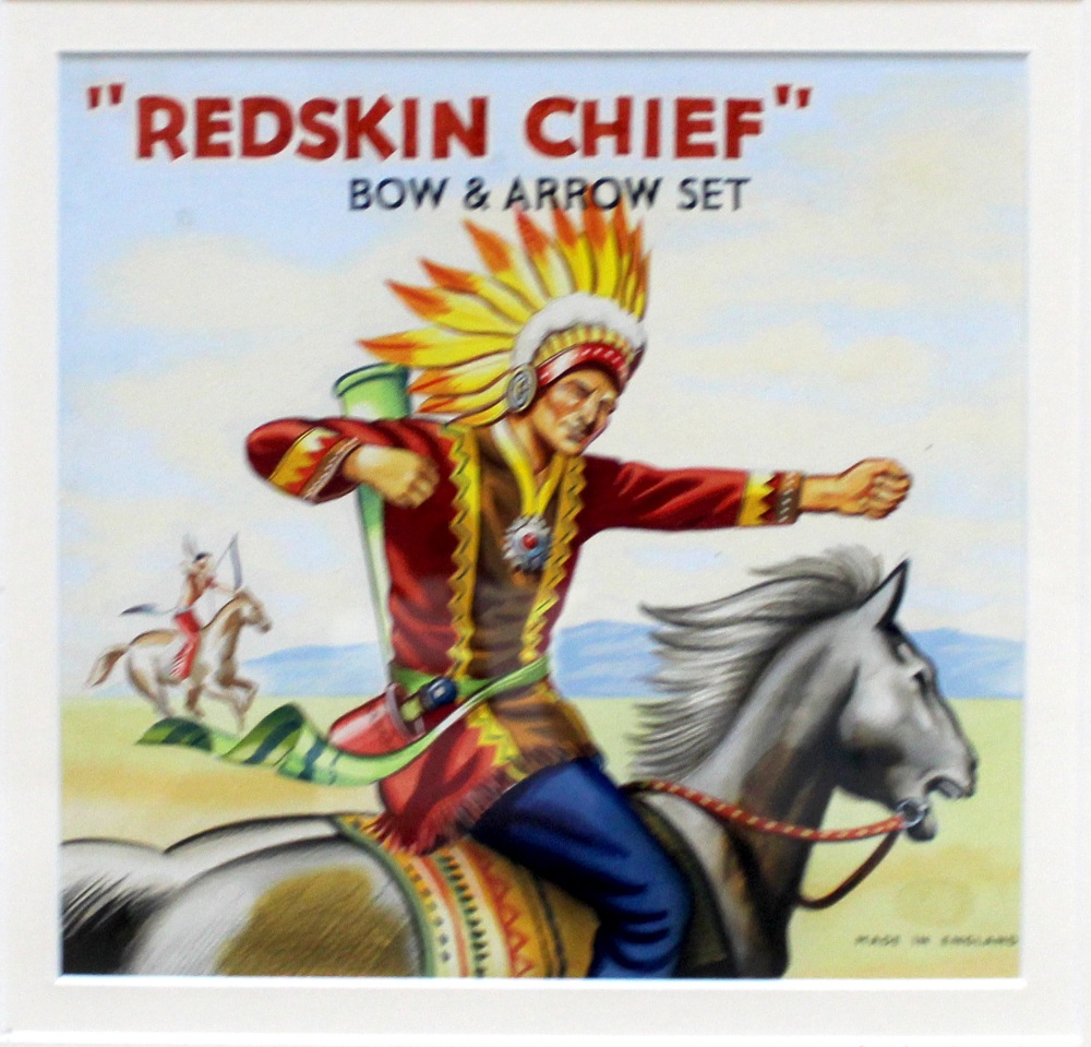 UNATTRIBUTED; watercolour 'Redskin Chief', advertising a bow and arrow set, 23.