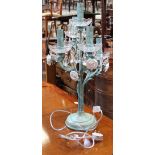 A contemporary table lamp in the form of a chandelier, height approx 62cm.