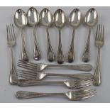 A Victorian hallmarked silver twelve-piece flatware service comprising six forks and six spoons,