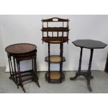 An early 20th century mahogany octagonal side table on three turned supports to tripartite base,