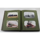A postcard album including planes and trains.