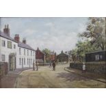 HAROLD HOPPS (1879-1967); oil on canvas, 'Moreton Village, Wirral, 1915', 29 x 44.