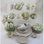 A selection of decorative Belleek to include open salt in the form of a mythical beast, half horse,