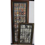Two framed sets of cigarette cards on of twenty-five cigarette cards depicting early 20th century