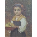 EDWIN BALE (1842-1923); watercolour, 'Child Carrying a Bowl of Oranges', 32 x 23cm,