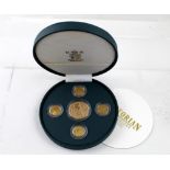 A 'Victorian Five Gold Coin Anniversary Collection' coin set comprising four sovereigns,
