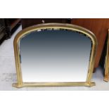 Three modern gold painted mirrors to include two dome-top overmantel mirrors,