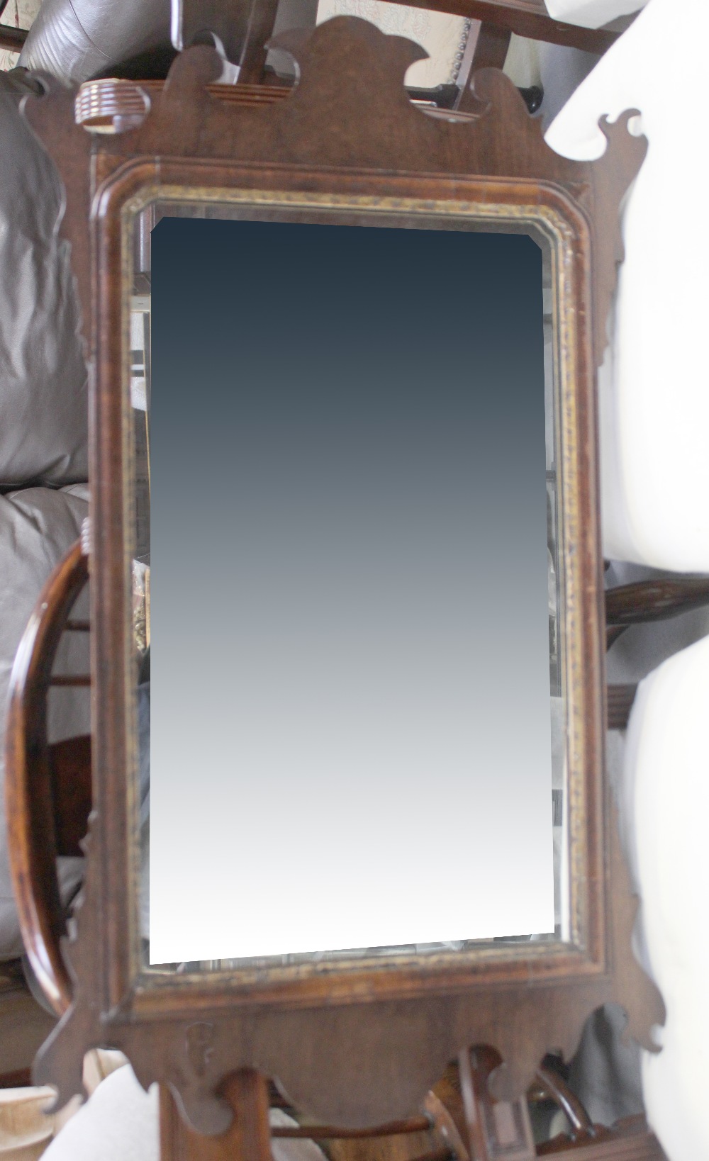 A 19th century mahogany-framed Chippendale-style wall mirror with carved eagle surmount, - Image 2 of 2