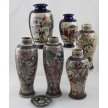 A collection of 20th century Chinese and Japanese ceramics to include four crackle glazed vases,