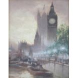 BARTRAM HAYES (active c1900); pastel, 'Big Ben', 52 x 24cm, framed.