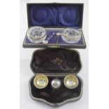 A Victorian hallmarked silver three-piece cruet set comprising pair of open salts and pepperette,