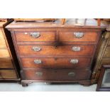 A 19th century oak chest of two short over three long drawers, raised on bracket feet, width 118cm.