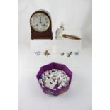 A modern 'Woodford' oak-cased mantel clock, a boxed Wedgwood 'Angela' pattern vase,