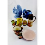 A quantity of ceramics to include Beswick vase with climbing monkeys in blue,