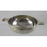 An Edwardian hallmarked silver twin-handled dish engraved 'MRA 29th September '07' to handles, GNRH,