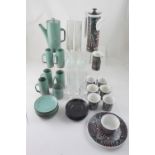 A mixed group of pottery and glass including a Portmeirion 'Magic City' part coffee set including