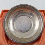 An Elizabeth II hallmarked silver small dish commemorating the Silver Wedding of Queen Elizabeth