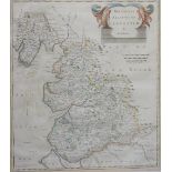 ROBERT MORDEN; a map, 'The County Palatine of Lancaster' hand coloured engraving, 41.5 x 36cm.