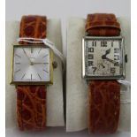 Two vintage gentlemen's wristwatches with square dials,