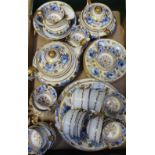 A 19th century Davenport hand painted and gilt decorated tea service, decorated with blue roses,