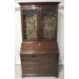 A Georgian mahogany bureau bookcase,