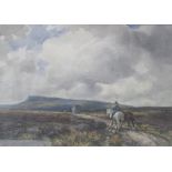 GEORGE HAMILTON CONSTANTINE (1875-1967); watercolour, 'Crossing the Moor', 26 x 36cm,