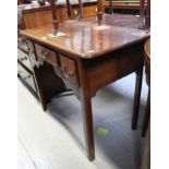 A Georgian oak lowboy with three drawers, raised on block supports, length 83cm.