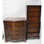 A reproduction mahogany bow-fronted chest of four long drawers,