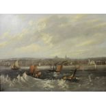 FREDERICK CALVERT (Fl 1837-1884); oil, 'Liverpool From Birkenhead', gallery label verso,