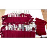 Ten cutlery rolls containing United Cutlers cutlery comprising knives, forks, spoons,