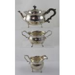 An Elizabeth II hallmarked silver three-piece tea service of baluster form,
