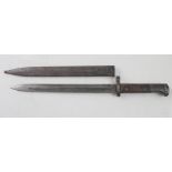 An early 20th century Czechoslovakian VZ-23 knife bayonet with metal scabbard, length 43cm.