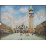 A 19th century naive oil painting depicting St Mark's Square, Venice, unsigned,