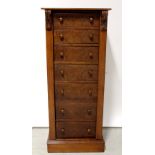 A 19th century walnut and burr walnut seven-drawer Wellington chest, 127 x 53cm.