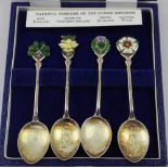 A cased set of four Elizabeth II hallmarked silver teaspoons,