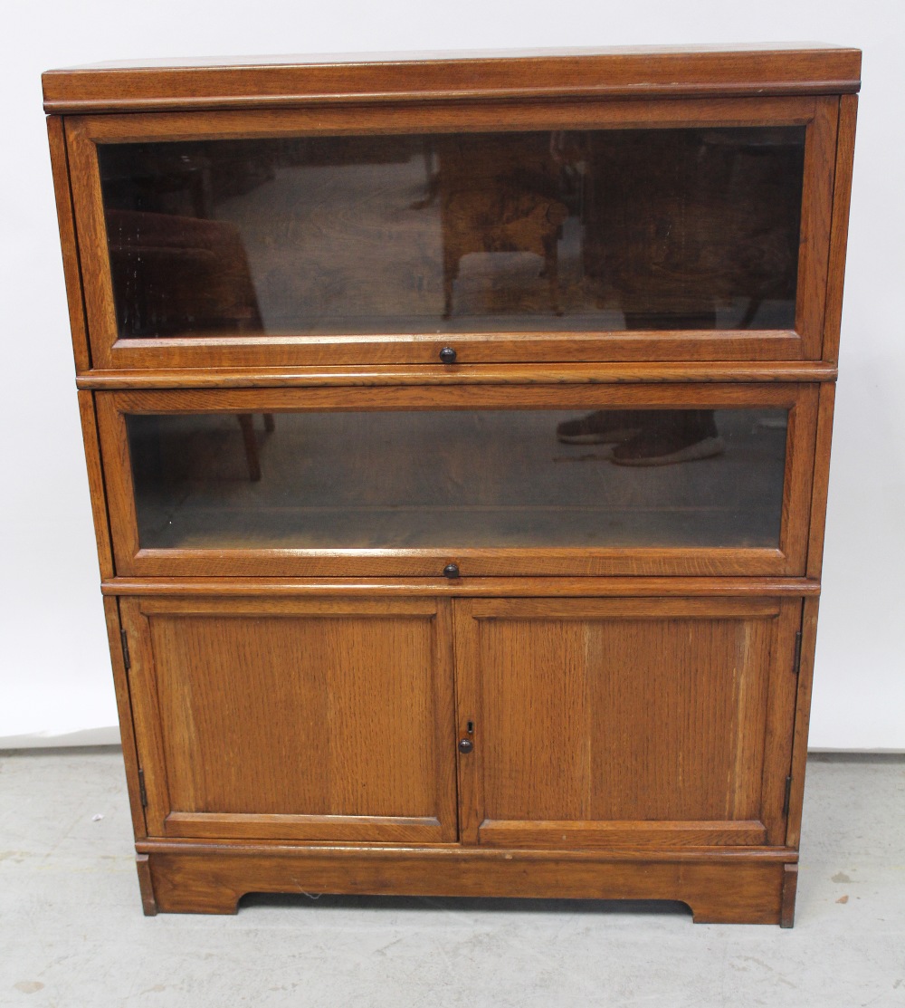 A Globe Wernicke style oak two-tier bookcase,