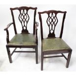 A set of eight 19th century mahogany-framed Chippendale revival dining chairs (6+2).