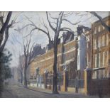 JULIAN BARROW (British 1939-2013); oil on board, 'Cheyne Walk', signed lower right, detailed verso,