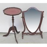 A 19th century mahogany shield-shaped swing dressing table mirror,