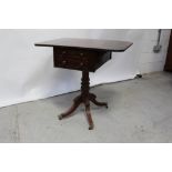A Victorian mahogany dropleaf work table with single end drawer,