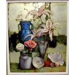 BOHUSLAV BARLOW; oil on canvas, 'Still Life In Leaf',