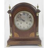 Elkington & Co Ltd of Liverpool; an Edwardian inlaid mahogany bracket clock,