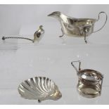 A George V hallmarked silver sauce boat of plain form, Viners Ltd,