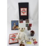 A Steiff BMW teddy bear (995163), a Mabel Lucie Attwell postcard, 'Bones' instrument,