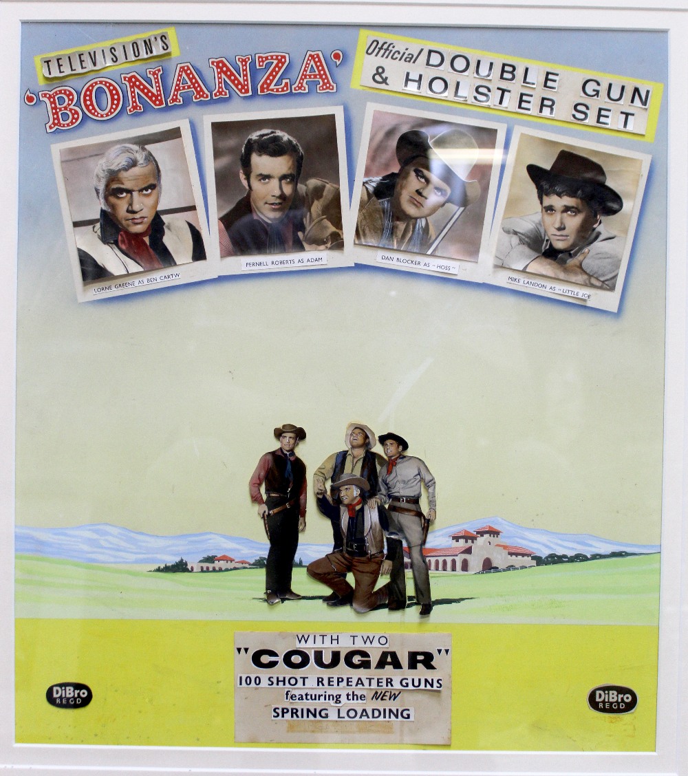 UNATTRIBUTED; mixed media collage of television's 'Bonanza' figures with DiBro trademark, 45.5 x 40.