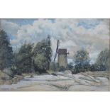 C W OLIVER; a watercolour on paper depicting Bidston Windmill, Wirral,