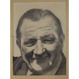 SAM WALSH; pencil drawing, 'Bob Paisley', signed and dated '77, 55 x 40cm.