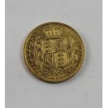 A Victorian sovereign, shield back, London 1857.